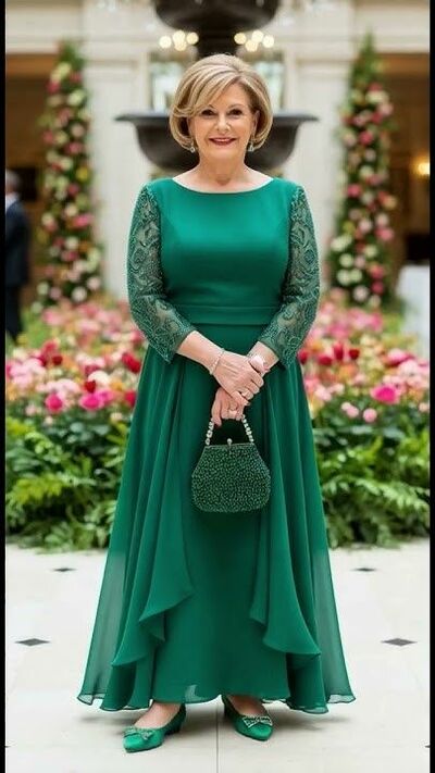 Plus Size Green Chiffon Mother Of Bride /Groom Dresses Evening Formal Gown