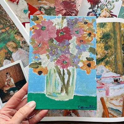 “joy in bloom” 5x7 inch still life, original painting no.02