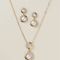 Radiant Pave Pearly Set - FINAL SALE - Thumbnail 1