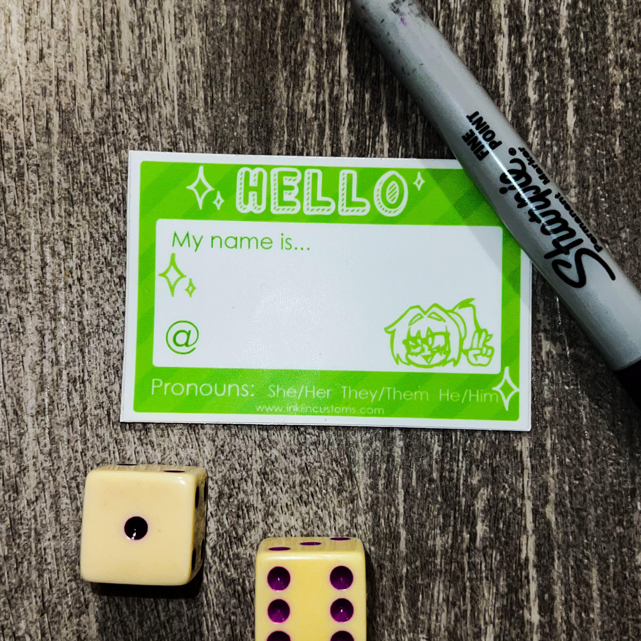 Name Badge Sticker Green Inklin Customs Online Store Powered By 
