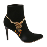 Women Gold Metal Boot Chain Lily Flower Shoe Charm Bling Western Fashion Jewelry  - Thumbnail 2