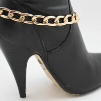 Women Gold Metal Boot Chain Links Shoe Charm Western Fashion Jewelry Classy Style - Thumbnail 9