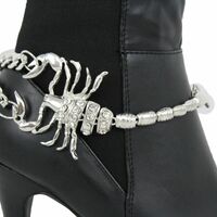 Women Silver Metal Boot Chain Scorpion Shoe Charm Western Fashion Jewelry  - Thumbnail 5