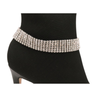 Women Silver Metal Boot Chain Bracelet Rhinestones Band Shoe Charm Anklet Western Fashion Jewelry  - Thumbnail 4