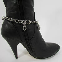 Women Silver Metal Boot Chain Bracelet Mini Skulls Shoe Charm anklet Western Fashion Jewelry  - Thumbnail 6