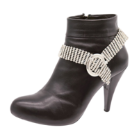 Women Silver Metal Boot Chain Bracelet Bling Belt Buckle Shoe Charm Anklet Western Fashion Jewelry  - Thumbnail 3