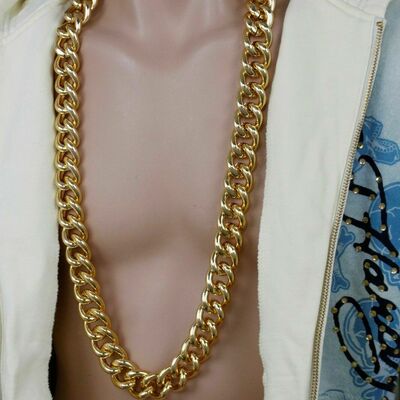 Sexy men fashion jewelry long necklace chunky gold metal thick chain link miami