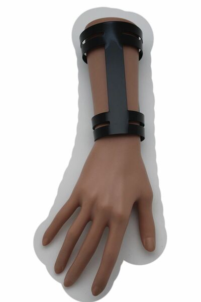 Bold Women Black Metal Fashion Long Cuff Bracelet Jewelry Cutouts Wonder Bulky