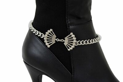 Sexy Western Women Boot Bracelet Silver Metal Chain Bow Charm Shoe Anklet Classy