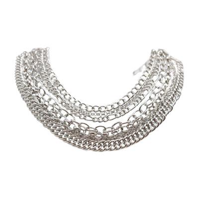 Women boot bracelet silver color metal chain multi links strand anklet shoe