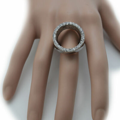 Women fashion ring silver metal round shape beads elastic band dressy