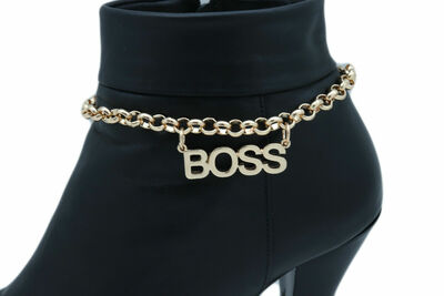 Women Gold Metal Chain Boot Bracelet Shoe Anklet BOSS Charm Biker Accessory