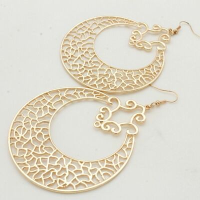 Women ethnic fashion jewelry casual day wear earrings round gold metal work