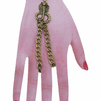 Women fashion jewelry bracelet gold metal hand chain cobra snake 