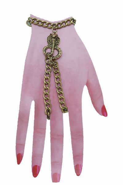 Women Fashion Jewelry Bracelet Gold Metal Hand Chain Cobra Snake 