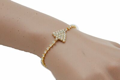 Women Gold Metal Chain Link Bracelet Bangle Rodeo Arrow Charm Sexy Jewelry
