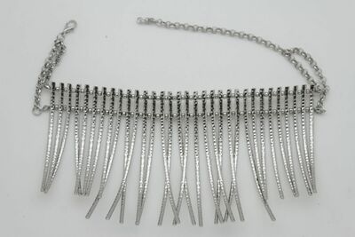 Women Dressy Hot Boot Bracelet Silver Metal Long Stripes Anklet Shoe Charm