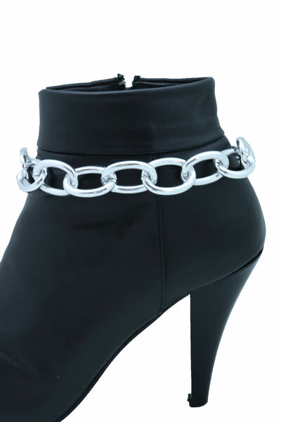 Women Silver Color Metal Chain Chunky Links Western Boot Bracelet Shoe Band