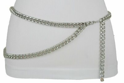 Women Silver Metal Chain Going Out Night Club Fashion Belt Plus Size XL XXL
