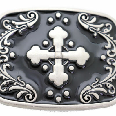 Fashion western men women silver metal square buckle unisex celtic cross unisex 