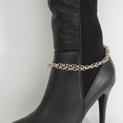 Women western boot bracelet silver gold metal chain bling anklet shoe charm