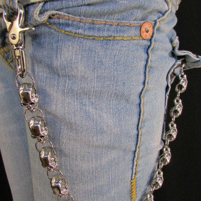 Silver metal bold wallet jeans chains men thick skulls biker chunky truck rocker