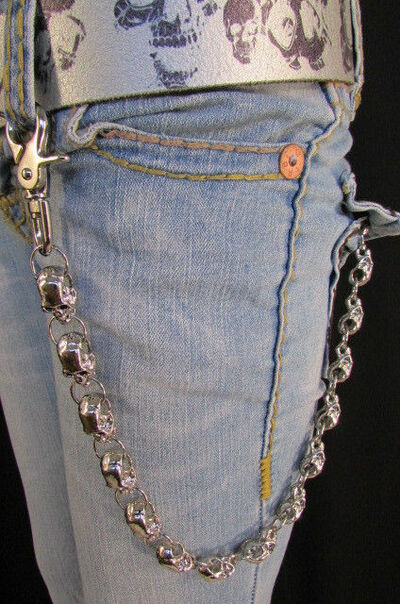 Silver Metal Bold Wallet Jeans Chains Men Thick Skulls Biker Chunky Truck Rocker