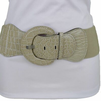 Women elastic strap wide belt hip waist beige fabric light nude color xs s m