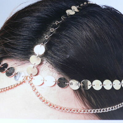 Women 80's style gold circles head metal chain jewelry grecian trendy fashion