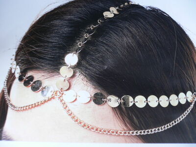 Women 80'S Style Gold Circles Head Metal Chain Jewelry Grecian Trendy Fashion