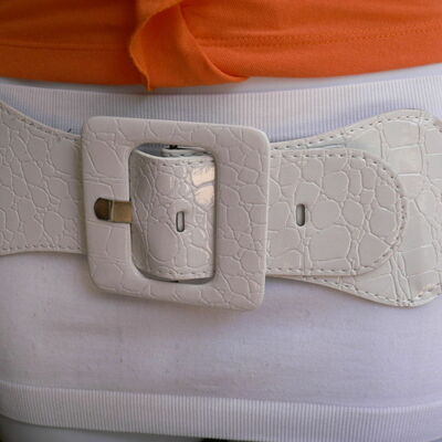 Women hip waistband high waist stretch band true white fashion belt size m l