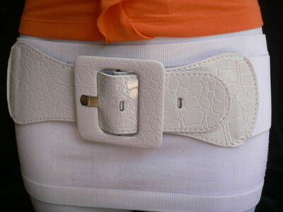 Women HIP WAISTBAND HIGH WAIST STRETCH BAND TRUE WHITE FASHION BELT SIZE M L