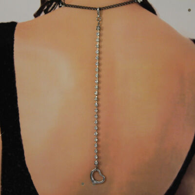 Women back pendant necklace silver metal chain fashion jewelry heart love charm 