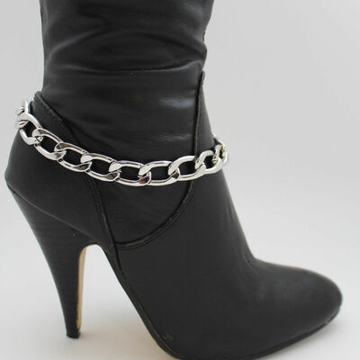 Women fashion boot bracelet silver metal chunky chain link anklet shoe charm