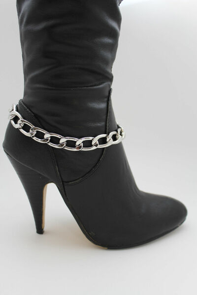Women Fashion Boot Bracelet Silver Metal Chunky Chain Link Anklet Shoe Charm