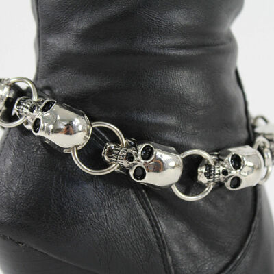 Women fashion jewelry boot bracelet silver metal chain skeleton skull pirate