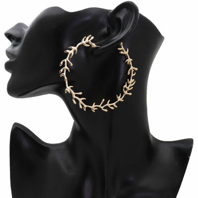 Women hoop earrings gold metal hook branches greek style fashion jewelry