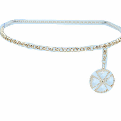 Women belt gold metal chain flower bling charm fit size night club party m l xl