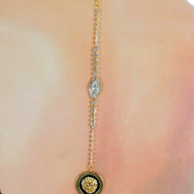 Women sexy fashion gold metal lion charm open back pendant hook on necklace