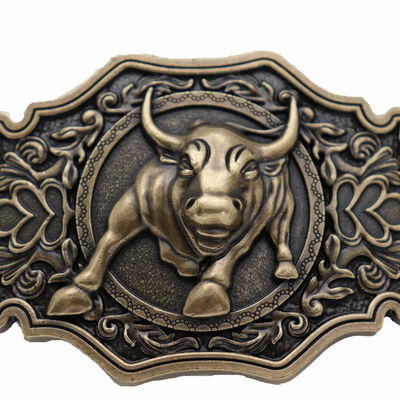 Men antique dark gold color metal belt buckle cowboys western fashion bull rodeo
