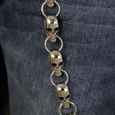 Men biker silver heavy metal rider wallet chunky chains gothic skeleton skull