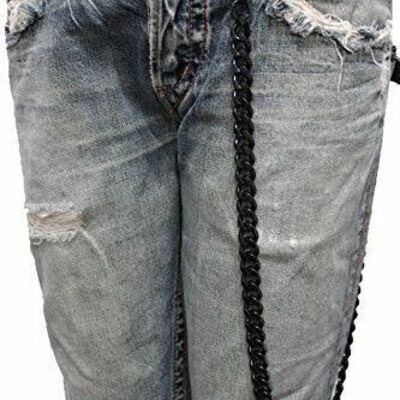 Men black metal wallet chain jeans biker heavy duty strong punk rocker keychain