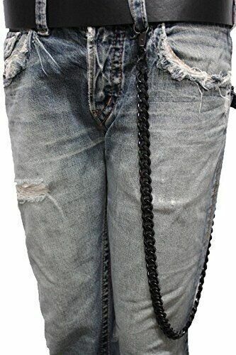 Men Black Metal Wallet Chain Jeans Biker Heavy Duty Strong Punk Rocker Keychain