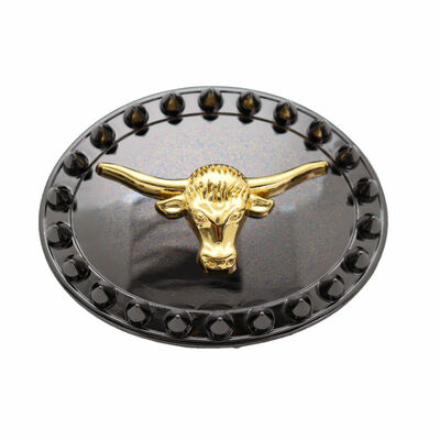 Men buckle black metal gold long horn cow bull texas western spikes cowboy biker