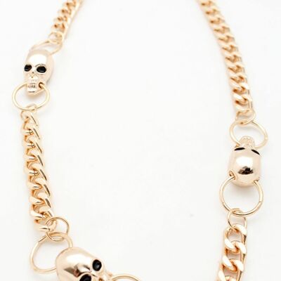 Men fashion gold metal wallet chain links gothic skull charms key biker trucker 