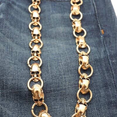 Men long wallet chain rocker strong gold metal key ring skulls biker motorcycle