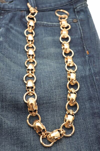 Men Long Wallet Chain Rocker Strong Gold Metal Key Ring Skulls Biker Motorcycle