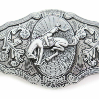 Men motorcycle silver metal western belt buckle rodeo horse cowboy filigree