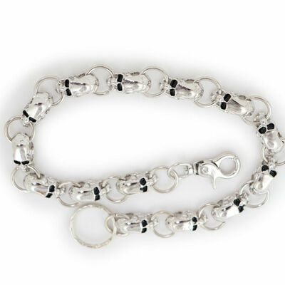 Men silver key wallet chain ring long skeleton skull charms punk rock gothic