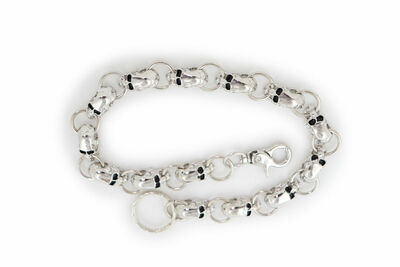 Men Silver Key Wallet Chain Ring Long Skeleton Skull Charms Punk Rock Gothic